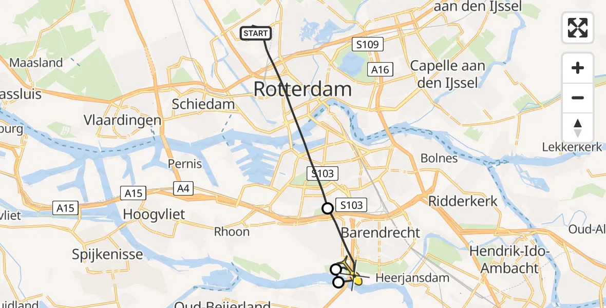 Routekaart van de vlucht: Lifeliner 2 naar Barendrecht