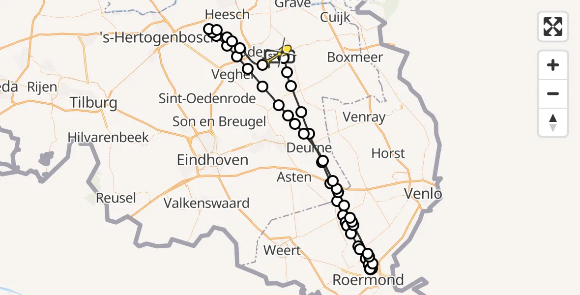 Routekaart van de vlucht: Lifeliner 3 naar Volkel