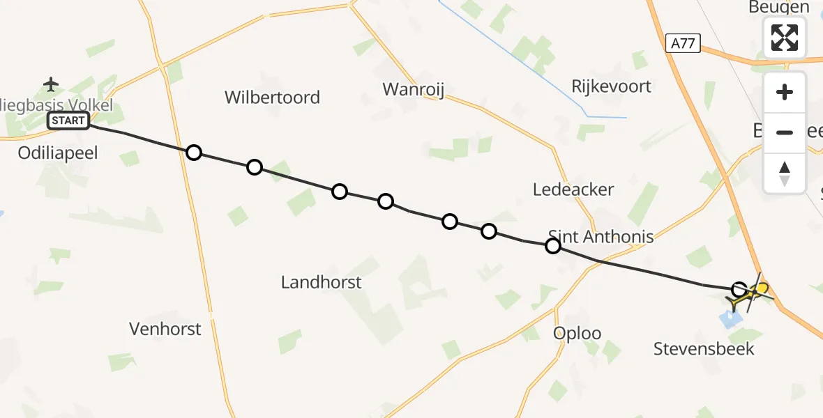 Routekaart van de vlucht: Lifeliner 3 naar Stevensbeek
