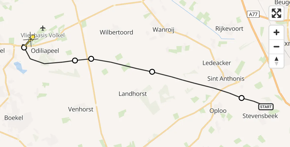 Routekaart van de vlucht: Lifeliner 3 naar Volkel