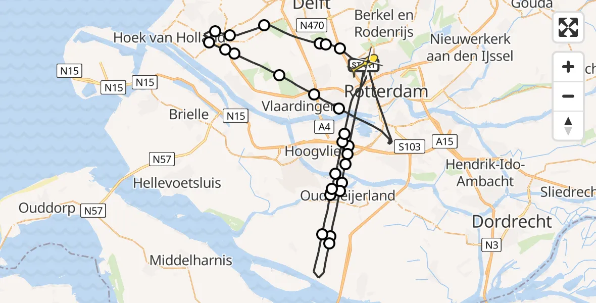 Routekaart van de vlucht: Lifeliner 2 naar Rotterdam