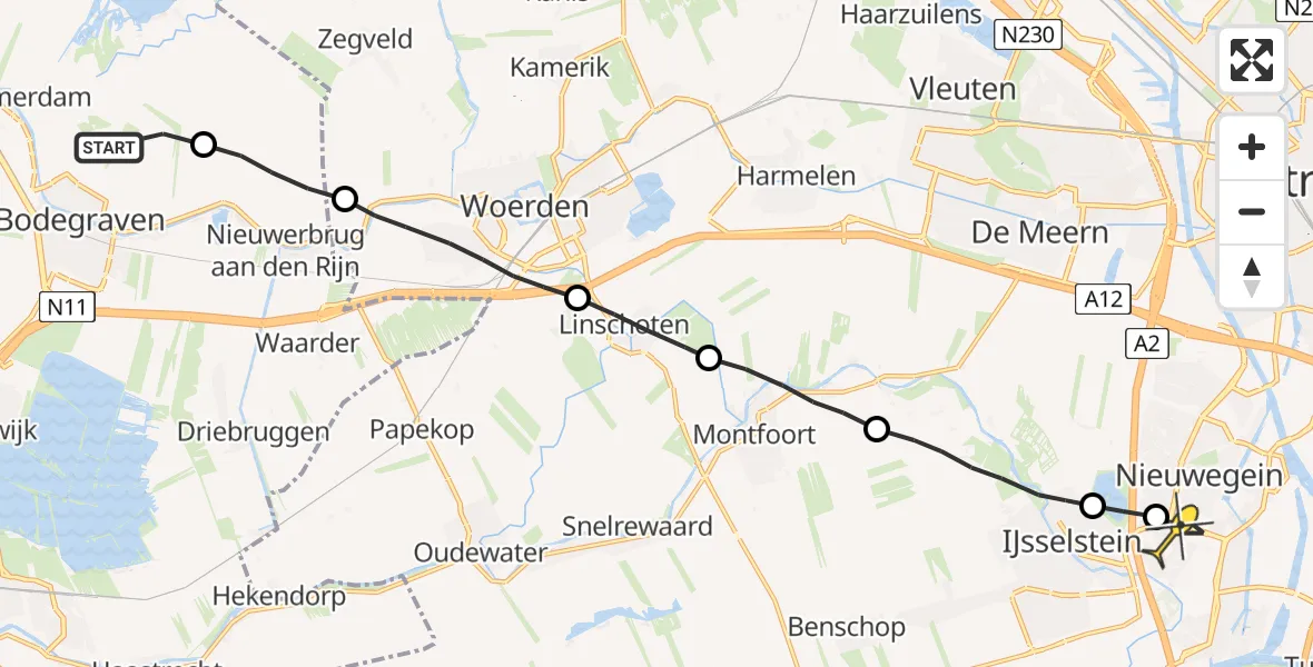 Routekaart van de vlucht: Lifeliner 2 naar Nieuwegein