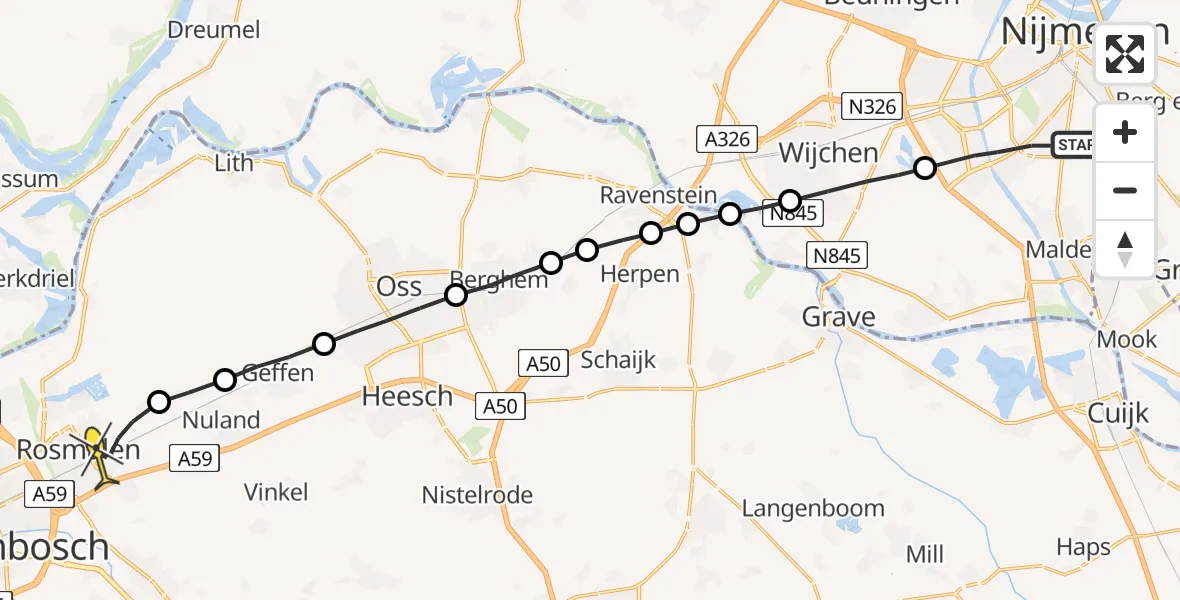 Routekaart van de vlucht: Lifeliner 3 naar Rosmalen