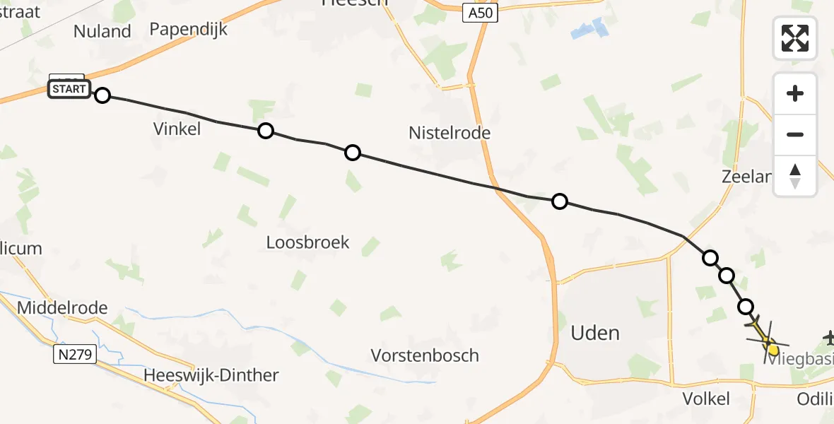 Routekaart van de vlucht: Lifeliner 3 naar Volkel