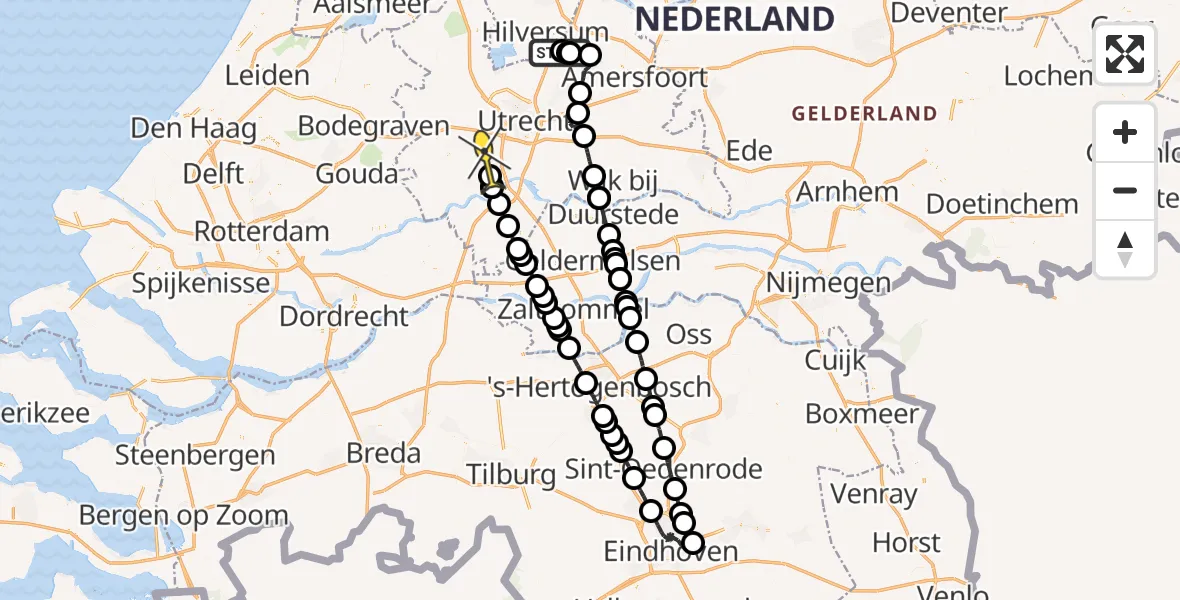 Routekaart van de vlucht: Politiehelikopter naar IJsselstein