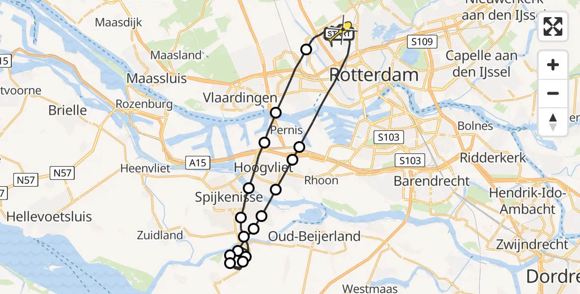 Routekaart van de vlucht: Lifeliner 2 naar Rotterdam