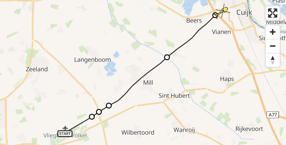 Routekaart van de vlucht: Lifeliner 3 naar Cuijk