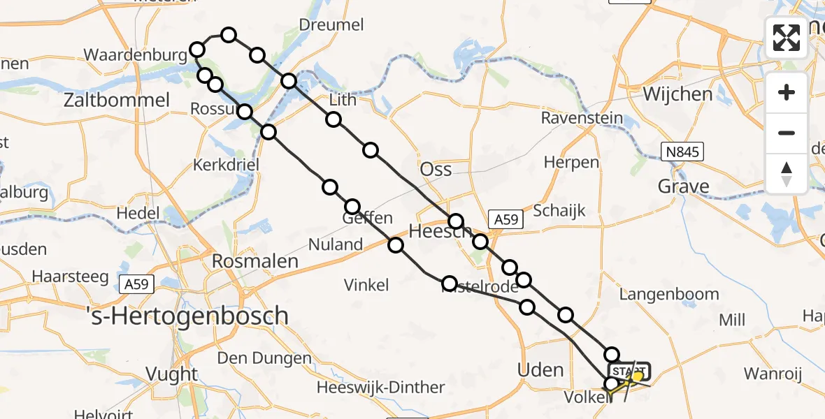 Routekaart van de vlucht: Lifeliner 3 naar Volkel