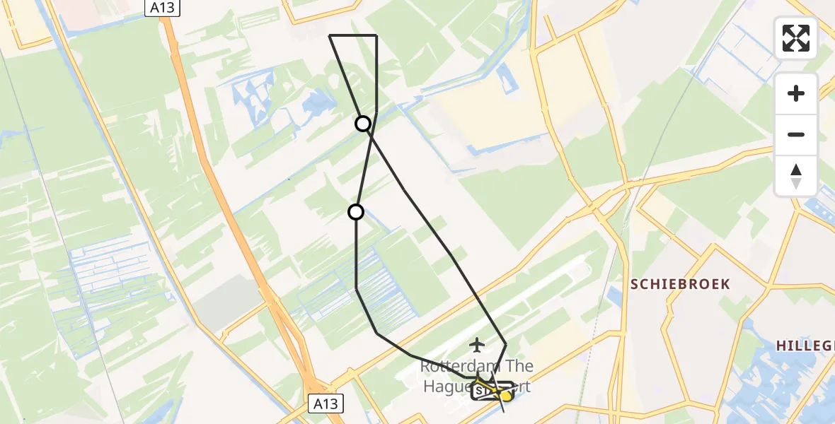 Routekaart van de vlucht: Lifeliner 2 naar Rotterdam