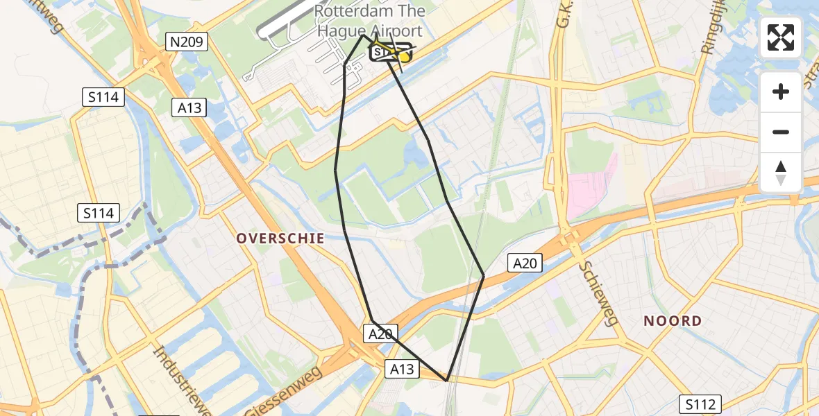 Routekaart van de vlucht: Lifeliner 2 naar Rotterdam