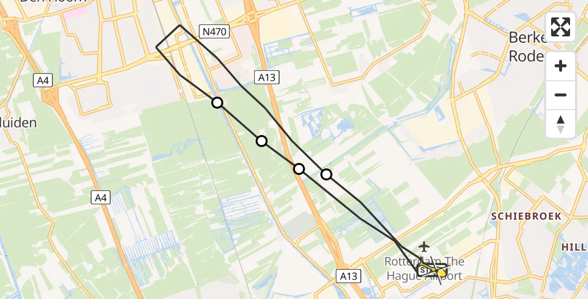 Routekaart van de vlucht: Lifeliner 2 naar Rotterdam