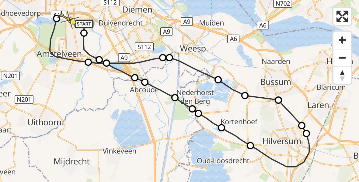 Routekaart van de vlucht: Lifeliner 1 naar Amsterdam