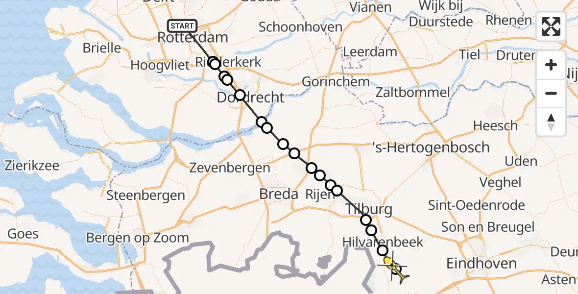 Routekaart van de vlucht: Lifeliner 2 naar Lage Mierde