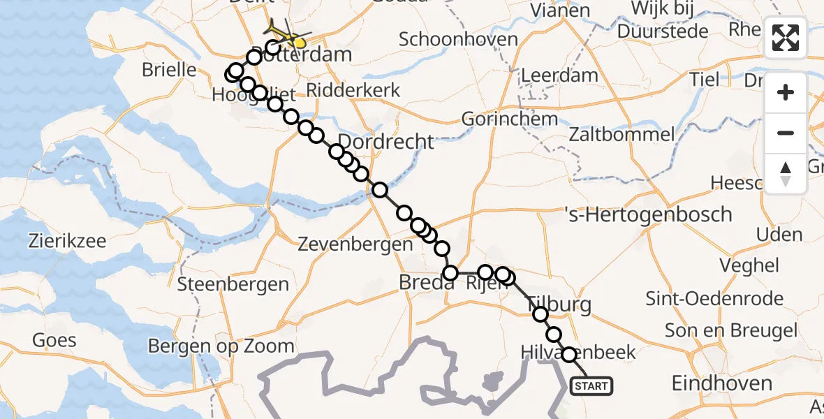 Routekaart van de vlucht: Lifeliner 2 naar Rotterdam