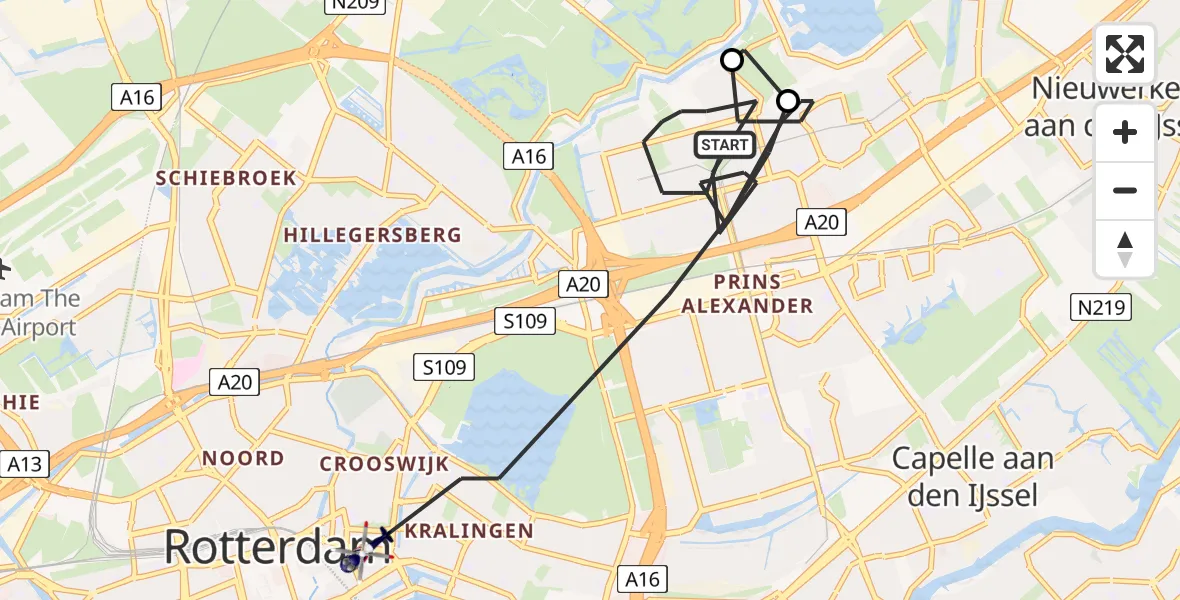 Vluchtroute Politiehelikopter Rotterdam - Rotterdam, 20 maart 2022, 15:32