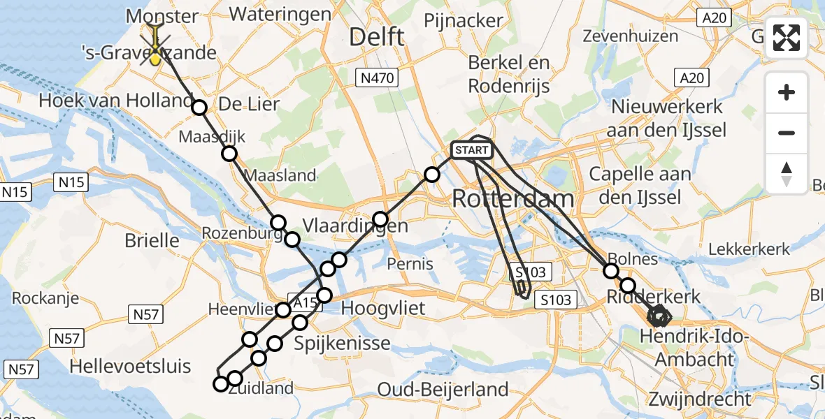 Routekaart van de vlucht: Lifeliner 2 naar 's-Gravenzande