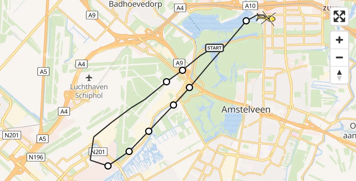 Routekaart van de vlucht: Lifeliner 1 naar Amsterdam