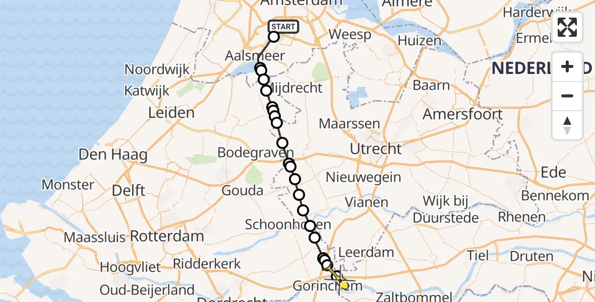 Routekaart van de vlucht: Lifeliner 1 naar Spijk
