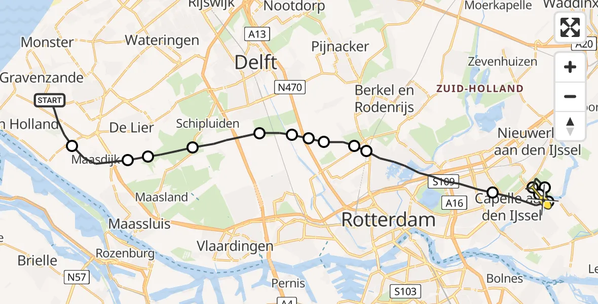 Routekaart van de vlucht: Lifeliner 2 naar Nieuwerkerk aan den IJssel