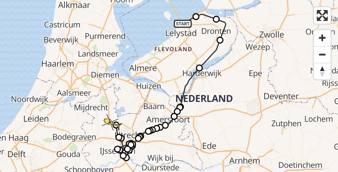 Routekaart van de vlucht: Politieheli naar Maarssen