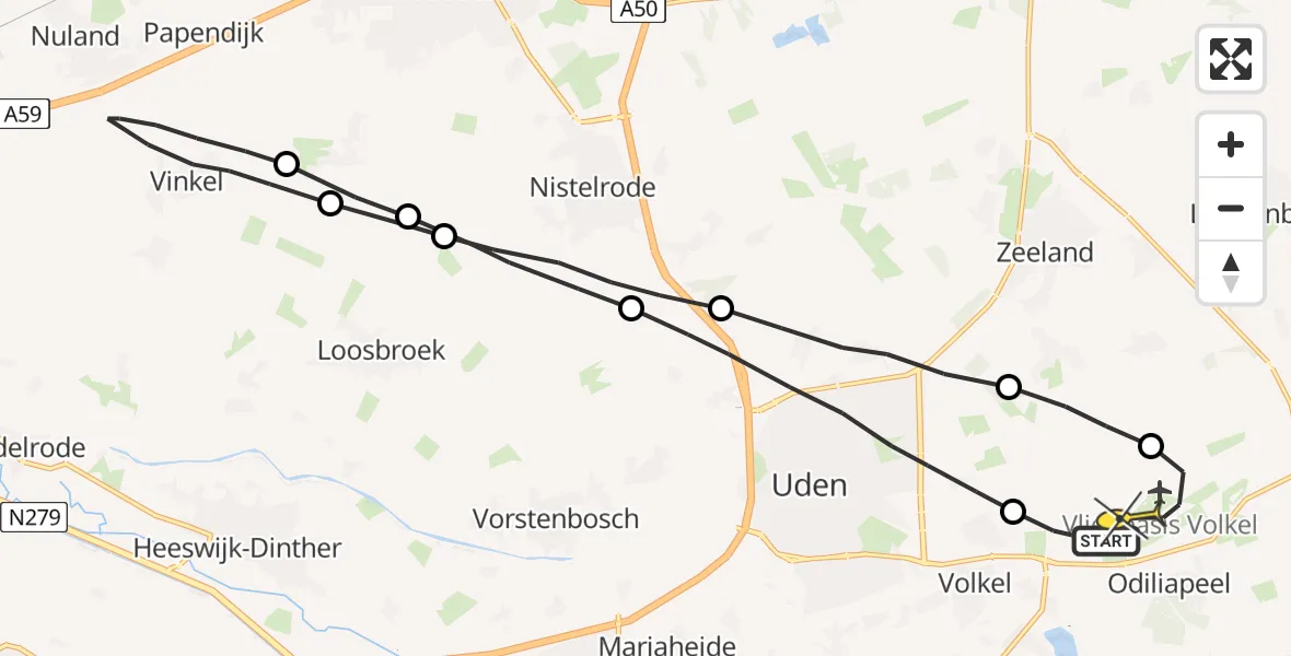 Routekaart van de vlucht: Lifeliner 3 naar Volkel