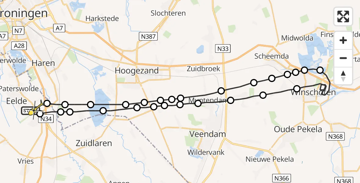 Routekaart van de vlucht: Lifeliner 4 naar Eelde