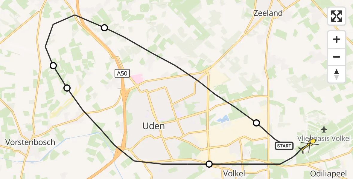 Routekaart van de vlucht: Lifeliner 3 naar Volkel