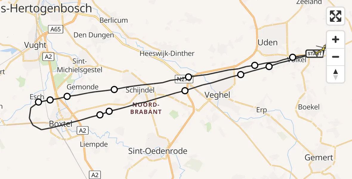 Routekaart van de vlucht: Lifeliner 3 naar Volkel