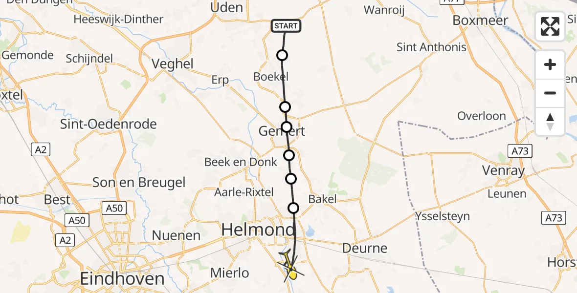 Routekaart van de vlucht: Lifeliner 3 naar Helmond