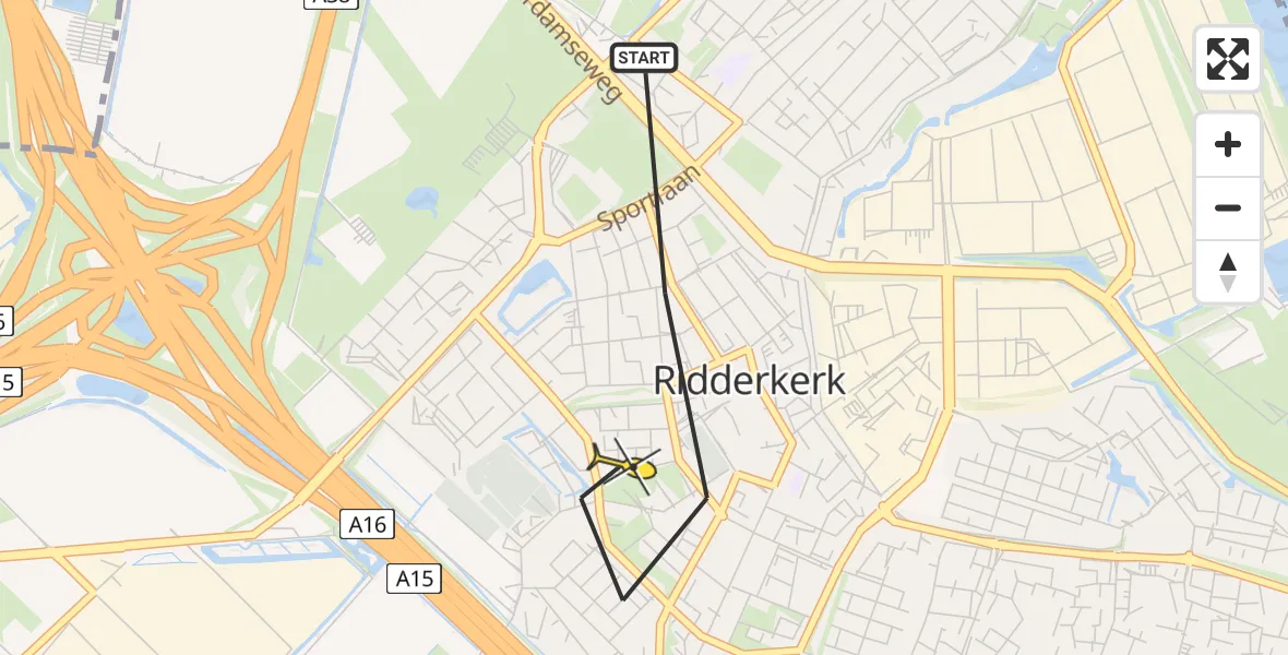 Routekaart van de vlucht: Lifeliner 2 naar Ridderkerk