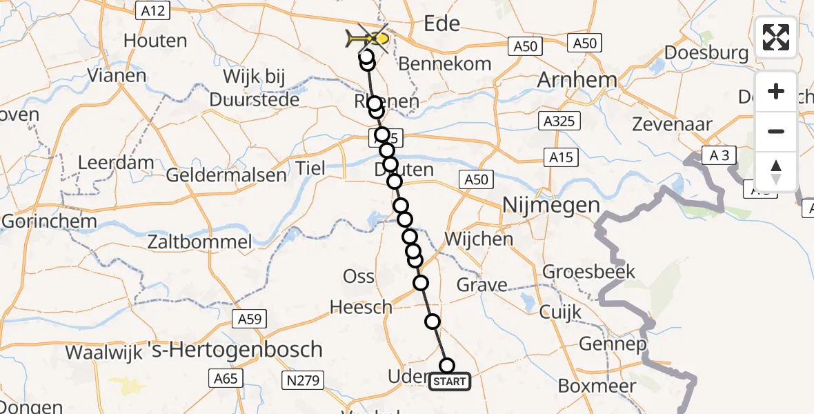 Routekaart van de vlucht: Lifeliner 3 naar Veenendaal