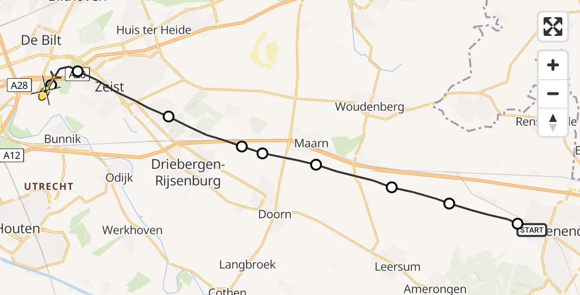 Routekaart van de vlucht: Lifeliner 3 naar Utrecht