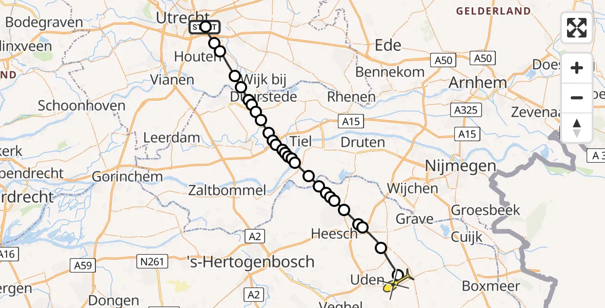 Routekaart van de vlucht: Lifeliner 3 naar Volkel