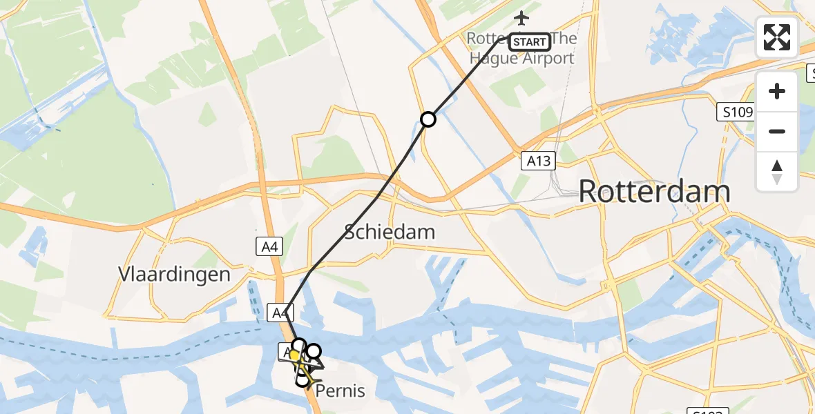 Routekaart van de vlucht: Lifeliner 2 naar Vondelingenplaat