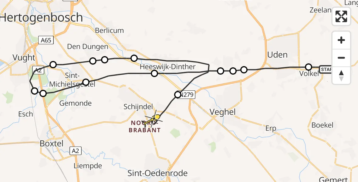 Routekaart van de vlucht: Lifeliner 3 naar Schijndel