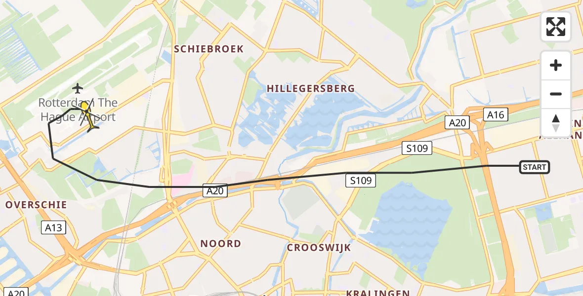 Routekaart van de vlucht: Lifeliner 2 naar Rotterdam