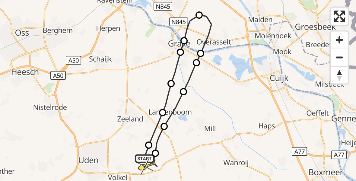 Routekaart van de vlucht: Lifeliner 3 naar Volkel