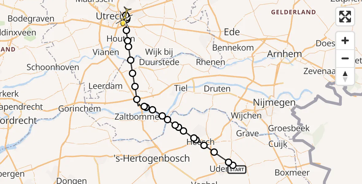 Routekaart van de vlucht: Lifeliner 3 naar Utrecht