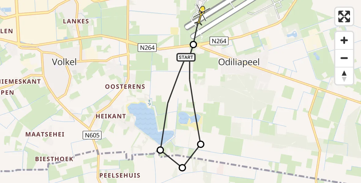 Routekaart van de vlucht: Lifeliner 3 naar Volkel