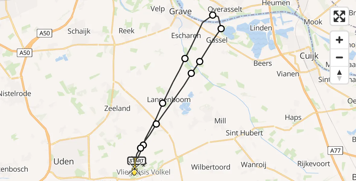 Routekaart van de vlucht: Lifeliner 3 naar Volkel