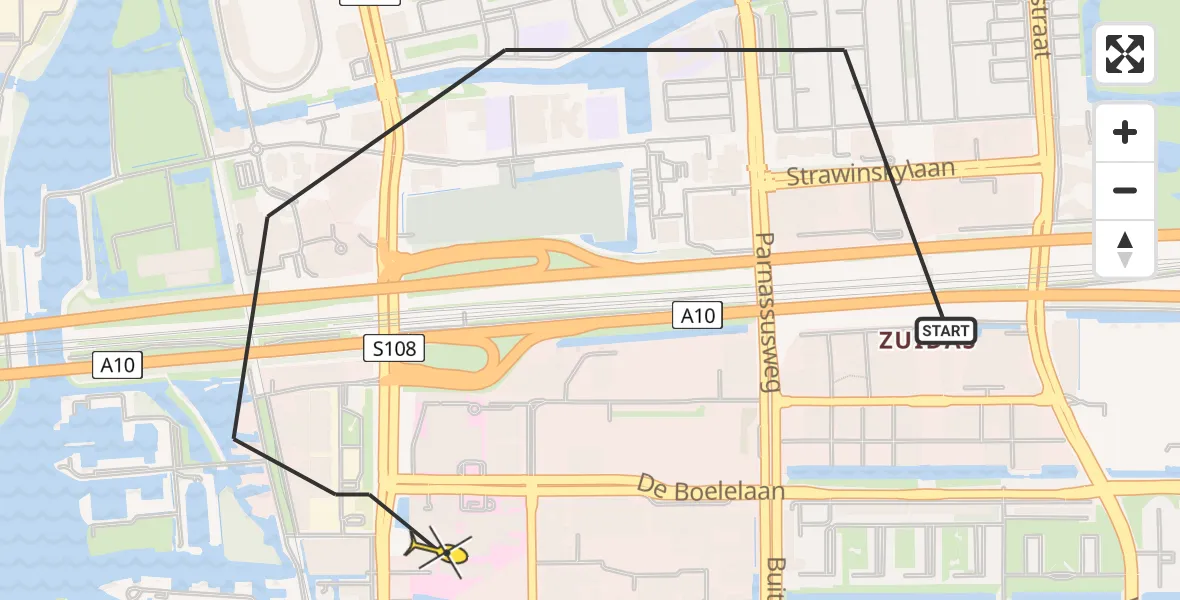 Routekaart van de vlucht: Lifeliner 1 naar Amsterdam