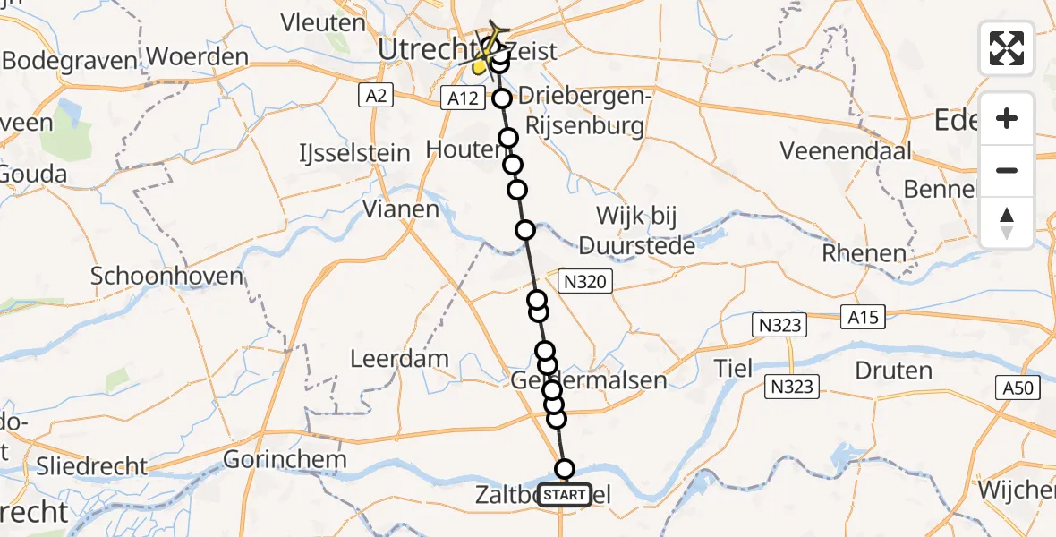 Routekaart van de vlucht: Lifeliner 3 naar Utrecht