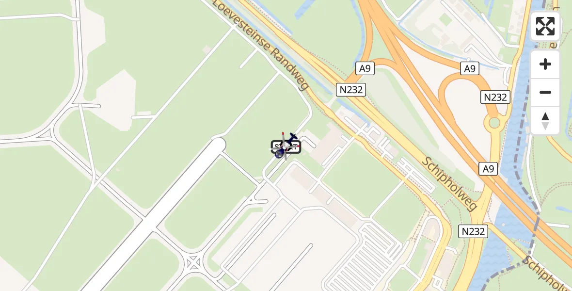 Vluchtroute Politiehelikopter van Schiphol naar Schiphol