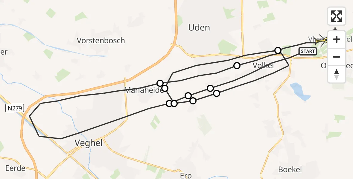 Routekaart van de vlucht: Lifeliner 3 naar Volkel