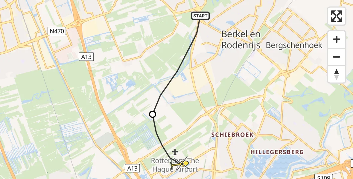 Routekaart van de vlucht: Lifeliner 2 naar Rotterdam