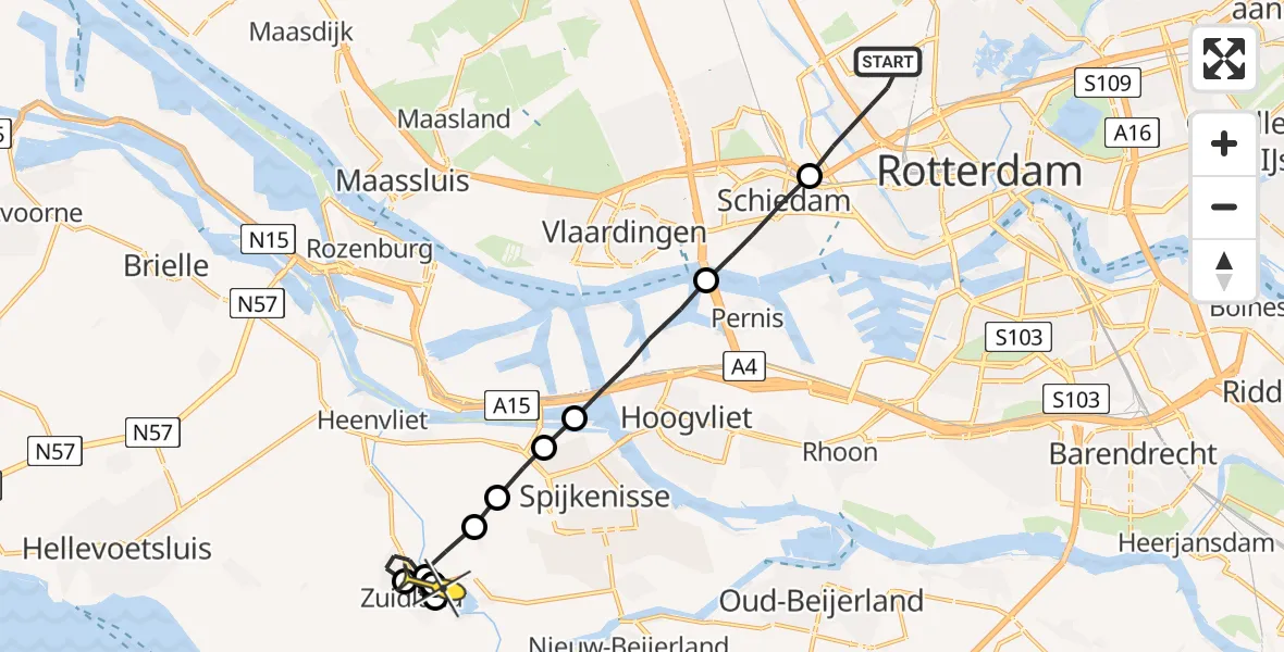 Routekaart van de vlucht: Lifeliner 2 naar Simonshaven