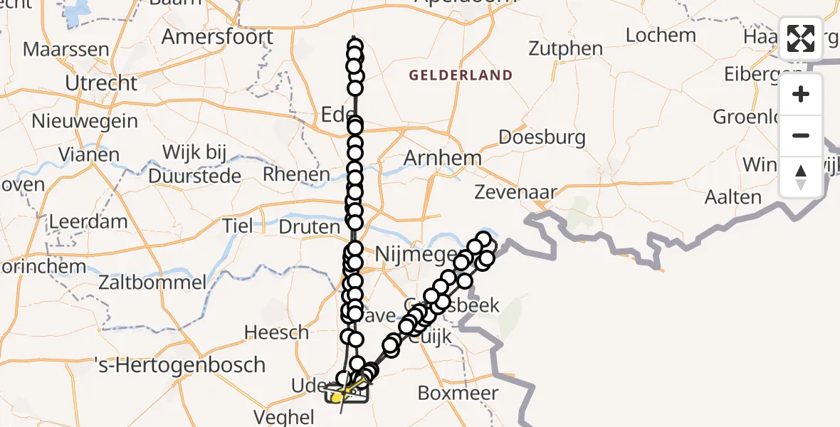 Routekaart van de vlucht: Lifeliner 3 naar Volkel