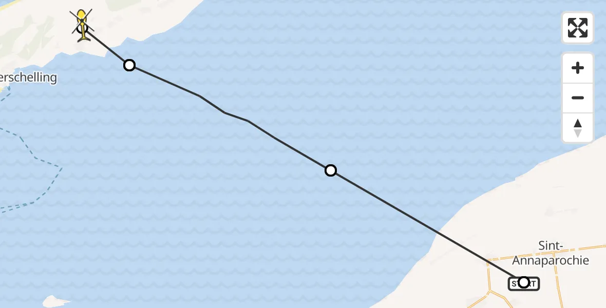 Routekaart van de vlucht: Ambulancehelikopter naar Midsland