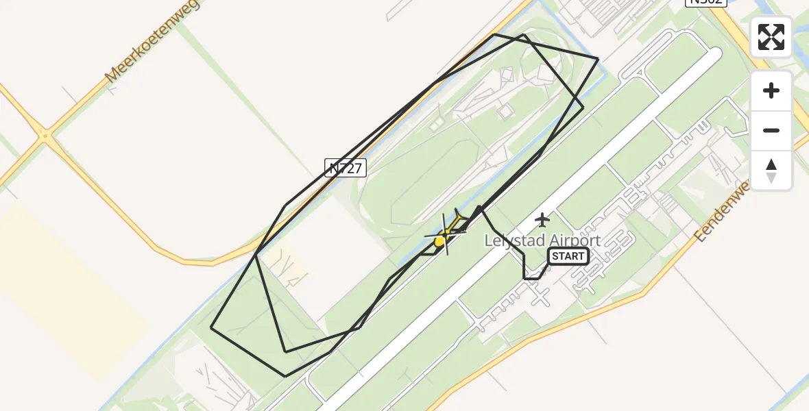 Routekaart van de vlucht: Traumahelikopter naar Lelystad