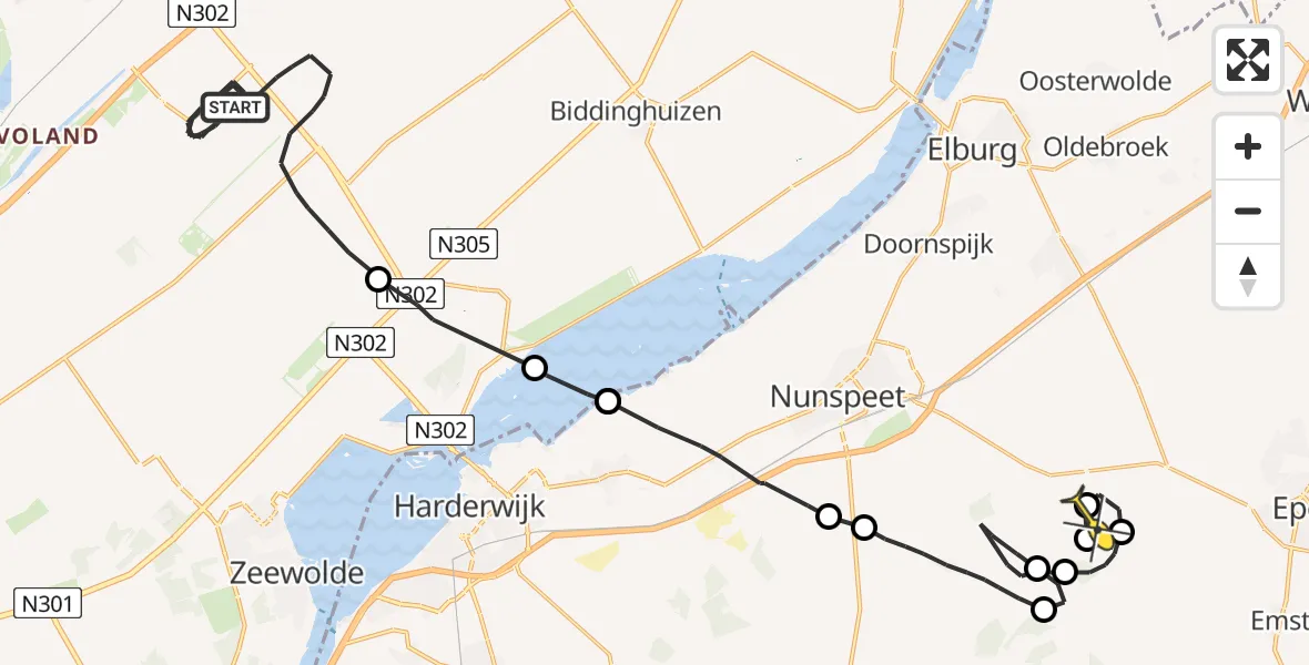 Routekaart van de vlucht: Traumaheli naar Epe